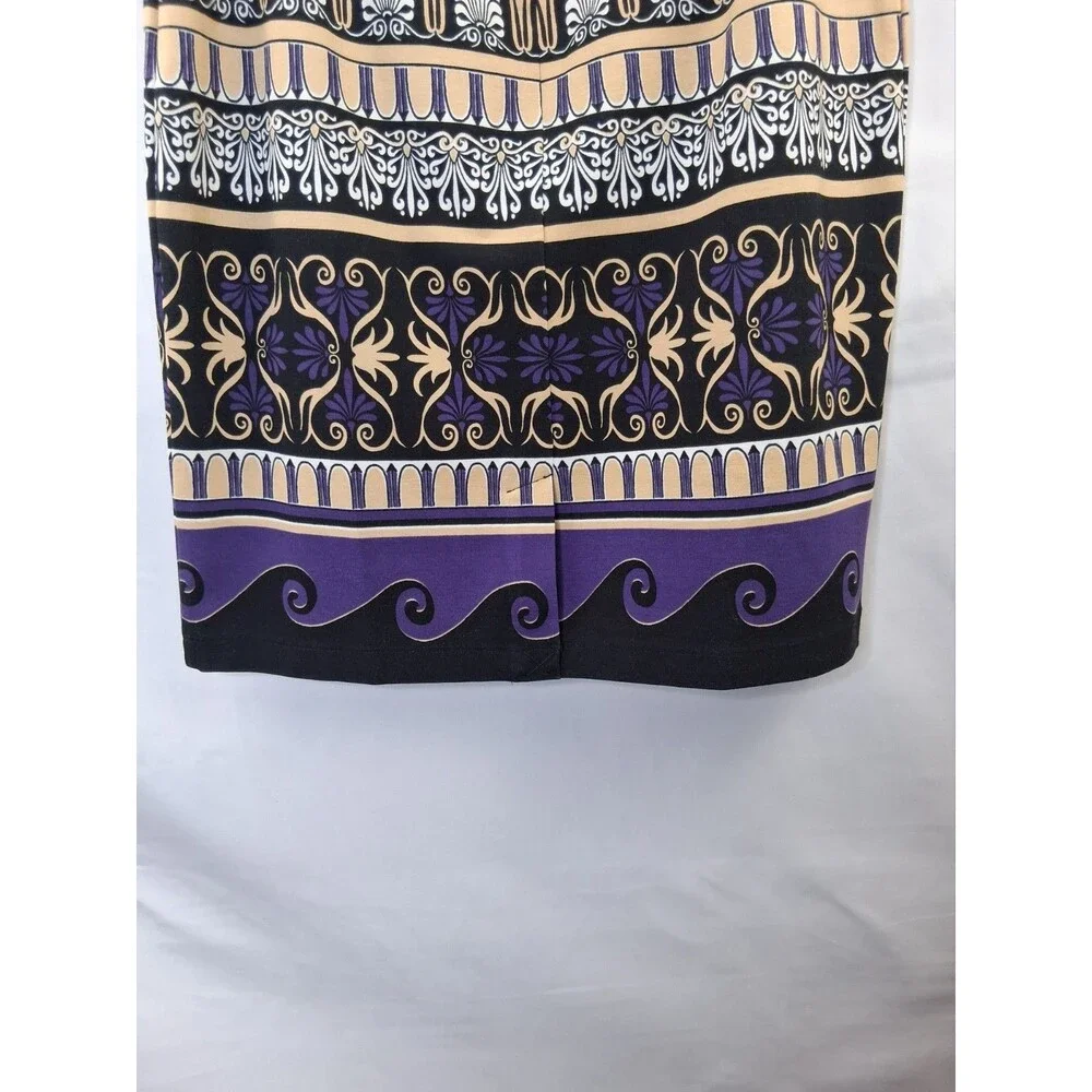 J. Mclaughlin Purple Black Print A-line Pencil Mini Skirt Women's Size 6 NWT